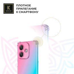 Силиконовый чехол для Oppo A3x 5G/ Oppo A3 5G/ Oppo A40 4G/ Oppo A60 5G Krieger Mix 1.5мм противоударный Розово-зеленый
