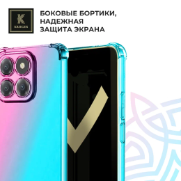 Силиконовый чехол для Honor x8c Krieger Mix 1.5мм противоударный Розово-зеленый