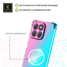 Силиконовый чехол для Honor x8c Krieger Mix 1.5мм противоударный Розово-зеленый