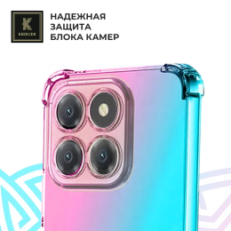 Силиконовый чехол для Honor x8c Krieger Mix 1.5мм противоударный Розово-зеленый