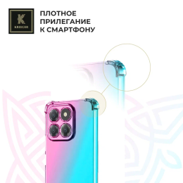 Силиконовый чехол для Honor x8c Krieger Mix 1.5мм противоударный Розово-зеленый