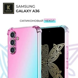 Силиконовый чехол для Samsung Galaxy A36 Krieger Mix 1.5мм противоударный Розово-зеленый