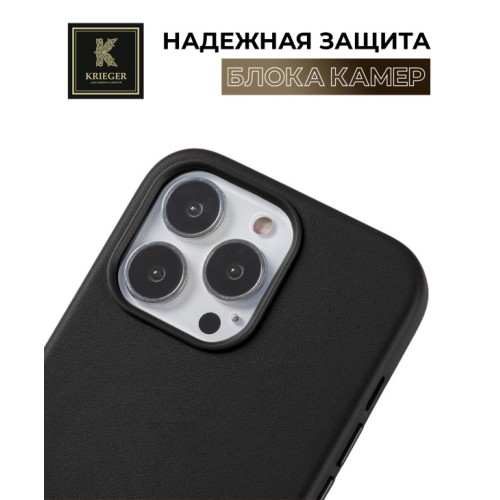 Чехол-накладка для Apple iPhone 15 Pro Max Krieger Leather c MagSafe Черный
