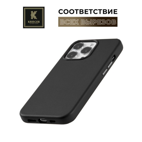 Чехол-накладка для Apple iPhone 15 Pro Max Krieger Leather c MagSafe Черный