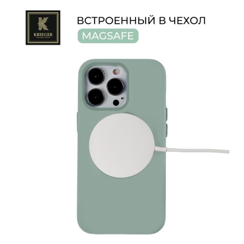 Силиконовый чехол для Apple iPhone 14 Pro Max Krieger Magnetic с MagSafe Серо-зеленый