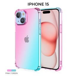 Силиконовый чехол для Apple iPhone 15 Krieger Mix 1.5мм противоударный Розово-зеленый