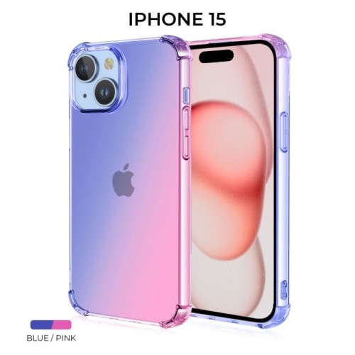 Силиконовый чехол для Apple iPhone 15 Krieger Mix 1.5мм противоударный Сине-розовый