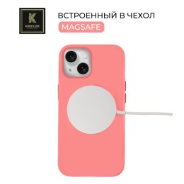 Силиконовый чехол для Apple iPhone 15 Plus Krieger Magnetic с MagSafe Розово-красный