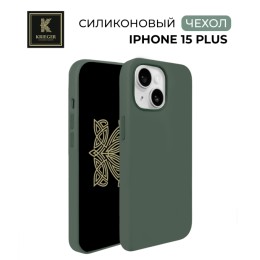 Силиконовый чехол для Apple iPhone 15 Plus Krieger Silicone Серо-зеленый