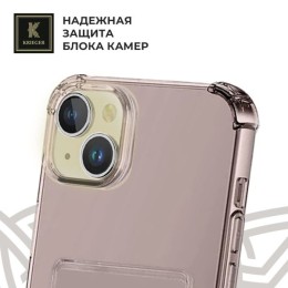 Силиконовый чехол для Apple iPhone 15 Plus Krieger с кардхолдером Серый