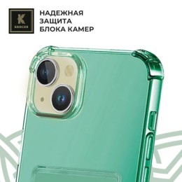 Силиконовый чехол для Apple iPhone 15 Plus Krieger с кардхолдером Зеленый