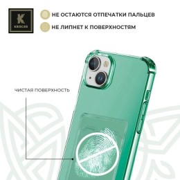 Силиконовый чехол для Apple iPhone 15 Plus Krieger с кардхолдером Зеленый