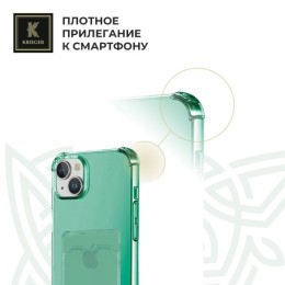 Силиконовый чехол для Apple iPhone 15 Plus Krieger с кардхолдером Зеленый