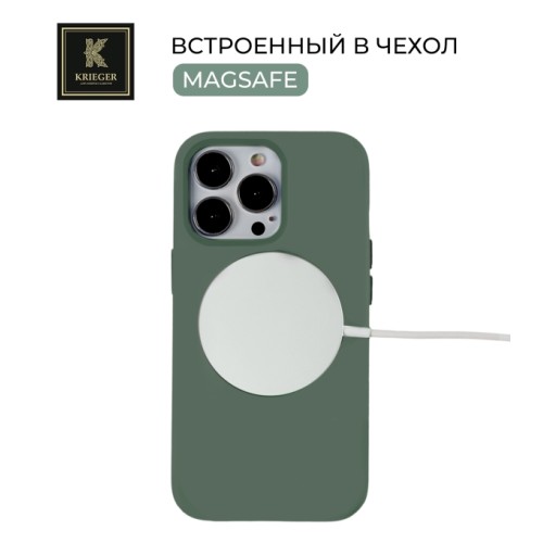 Силиконовый чехол для Apple iPhone 15 Pro Krieger Magnetic с MagSafe Серо-зеленый
