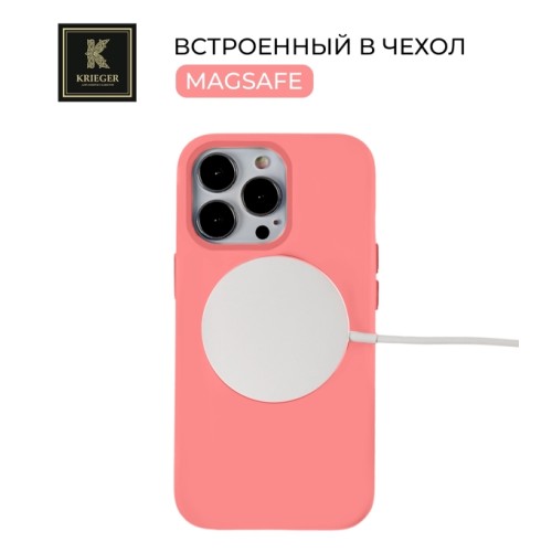 Силиконовый чехол для Apple iPhone 15 Pro Krieger Magnetic с MagSafe Розово-красный