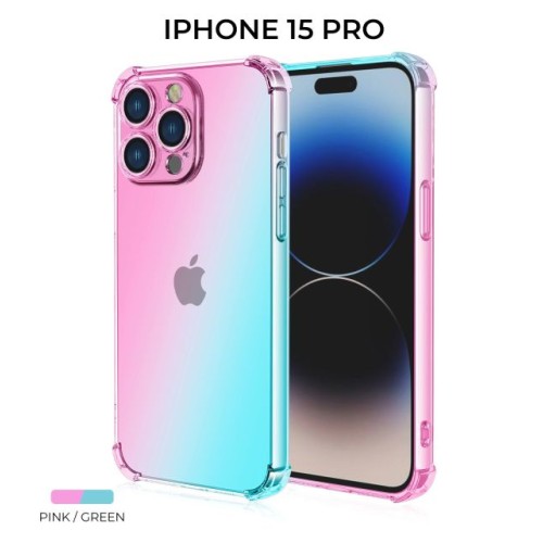 Силиконовый чехол для Apple iPhone 15 Pro Krieger Mix 1.5мм противоударный Розово-зеленый