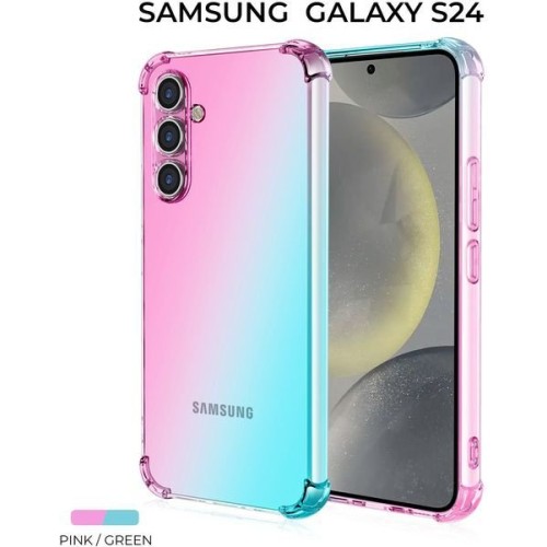 Силиконовый чехол для Galaxy S24 Krieger Mix 1.5мм противоударный Розово-зеленый