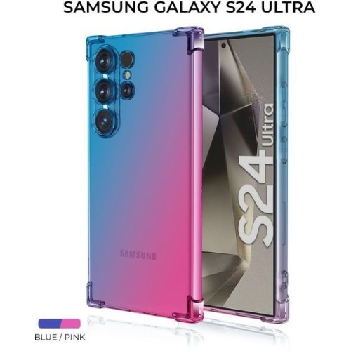 Силиконовый чехол для Galaxy S24 Ultra Krieger Mix 1.5мм противоударный Сине-розовый