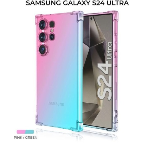 Силиконовый чехол для Galaxy S24 Ultra Krieger Mix 1.5мм противоударный Розово-зеленый