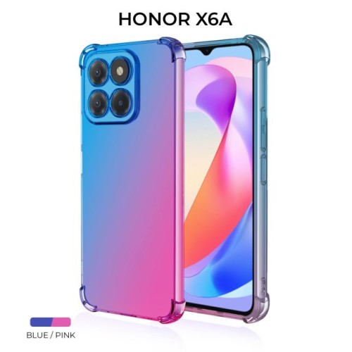 Силиконовый чехол для Honor X6A Krieger Mix 1.5мм противоударный Сине-розовый