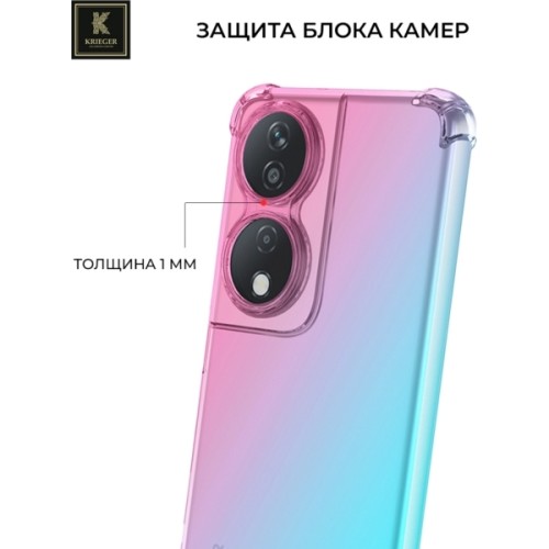 Силиконовый чехол для Honor X7b Krieger Mix 1.5мм противоударный Розово-зеленый