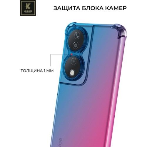 Силиконовый чехол для Honor X7b Krieger Mix 1.5мм противоударный Сине-розовый