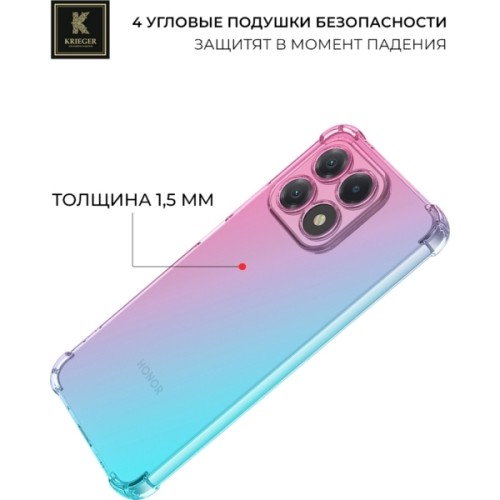 Силиконовый чехол для Honor X8b Krieger Mix 1.5мм противоударный Розово-зеленый