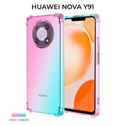 Силиконовый чехол для Huawei Nova Y91 Krieger Mix 1.5мм противоударный Розово-зеленый