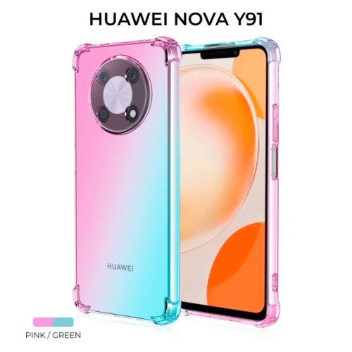 Силиконовый чехол для Huawei Nova Y91 Krieger Mix 1.5мм противоударный Розово-зеленый