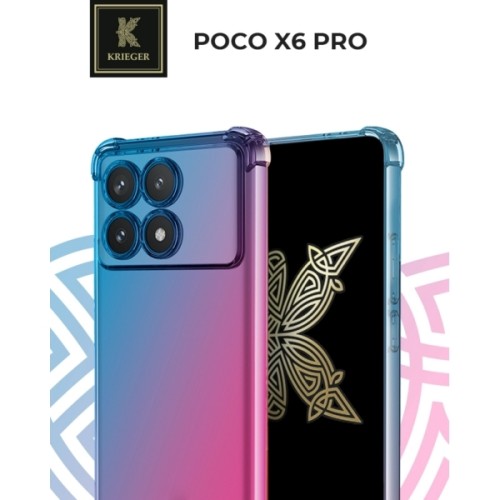 Силиконовый чехол для Xiaomi Poco X6 Pro Krieger Mix 1.5мм противоударный Сине-розовый