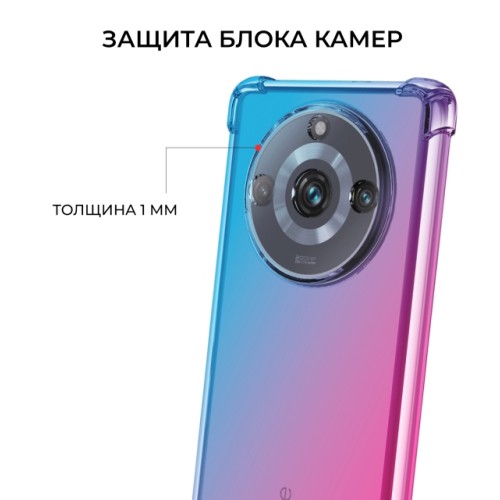 Силиконовый чехол для Realme 11 Pro / Realme 11 Pro+ Krieger Mix 1.5мм противоударный Сине розовый