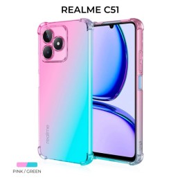 Силиконовый чехол для Realme C51 Krieger Mix 1.5мм противоударный Розово-зеленый