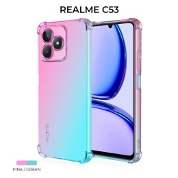 Силиконовый чехол для Realme C53 Krieger Mix 1.5мм противоударный Розово-зеленый