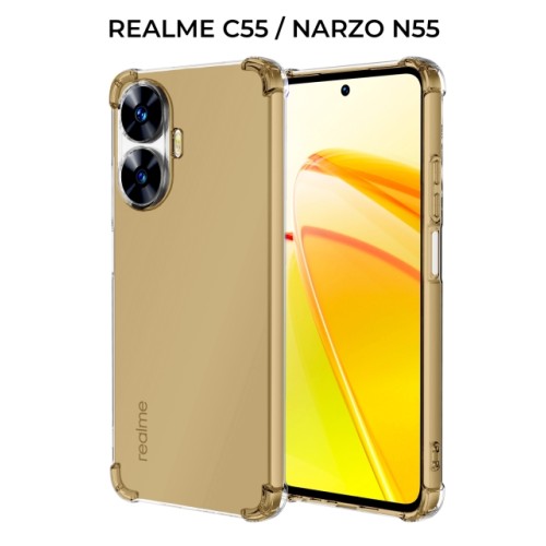 Силиконовый чехол для Realme C55 / Narzo N55 Krieger Mix 1.5мм противоударный Прозрачный