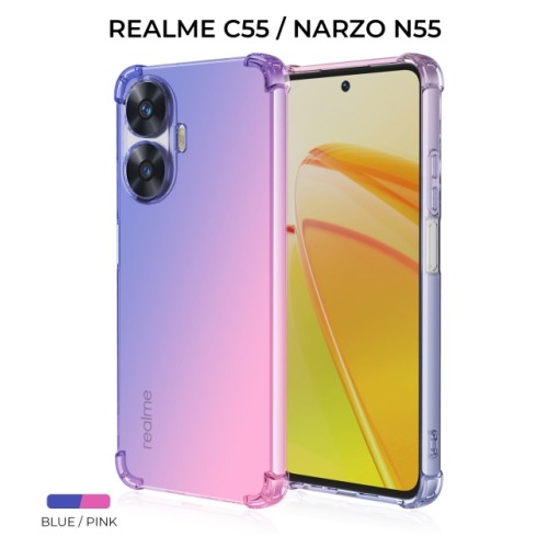 Силиконовый чехол для Realme C55 / Narzo N55 Krieger Mix 1.5мм противоударный Сине розовый