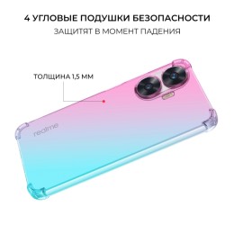 Силиконовый чехол для Realme C55 / Narzo N55 Krieger Mix 1.5мм противоударный Розово зеленый
