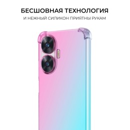 Силиконовый чехол для Realme C55 / Narzo N55 Krieger Mix 1.5мм противоударный Розово зеленый