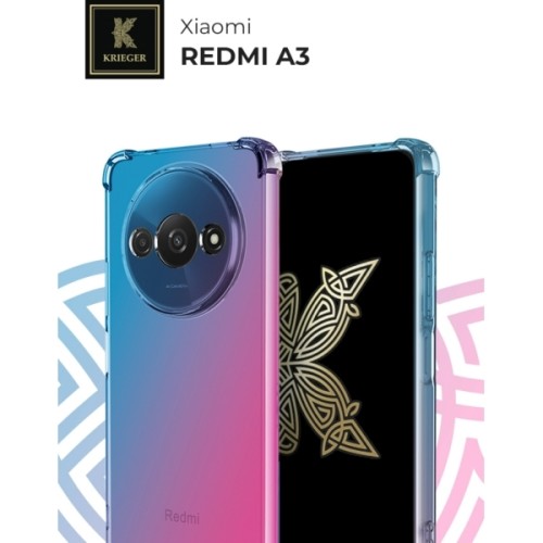 Силиконовый чехол для Xiaomi Redmi A3 Krieger Mix 1.5мм противоударный Сине-розовый