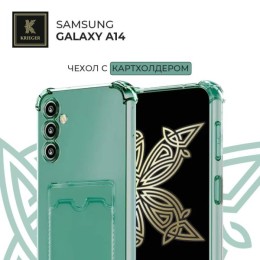 Силиконовый чехол для Samsung Galaxy A14 Krieger с кардхолдером Зеленый