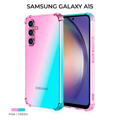 Силиконовый чехол для Samsung Galaxy A15 Krieger Mix 1.5мм противоударный Розово-зеленый