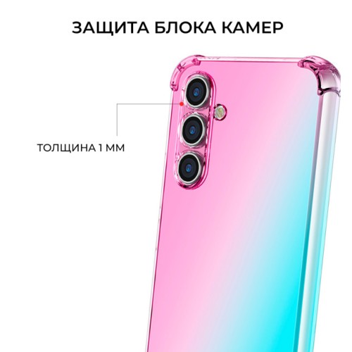 Силиконовый чехол для Samsung Galaxy A15 Krieger Mix 1.5мм противоударный Розово-зеленый