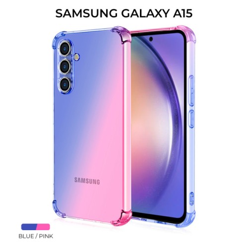 Силиконовый чехол для Samsung Galaxy A15 Krieger Mix 1.5мм противоударный Сине-розовый