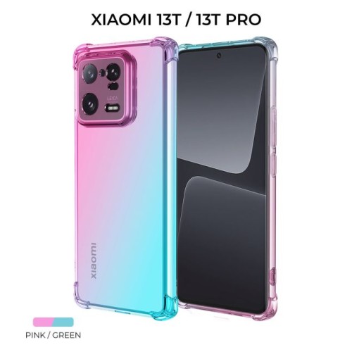 Силиконовый чехол для Xiaomi 13T / Xiaomi 13T Pro Krieger Mix 1.5мм противоударный Розово-зеленый