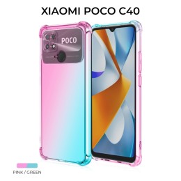 Силиконовый чехол для Xiaomi Poco C40 Krieger Mix 1.5мм противоударный Розово зеленый
