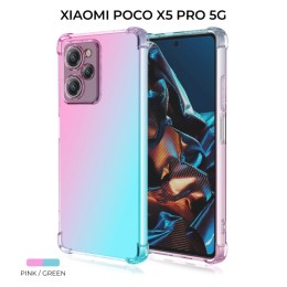 Силиконовый чехол для Xiaomi Poco X5 Pro 5G Krieger Mix 1.5мм противоударный Розово зеленый