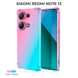Силиконовый чехол для Xiaomi Redmi Note 13 Krieger Mix 1.5мм противоударный Розово-зеленый