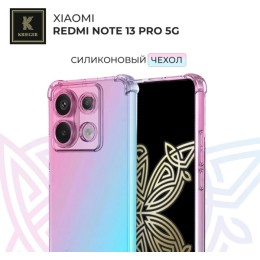 Силиконовый чехол для Xiaomi Redmi Note 13 Pro 5G Krieger Mix 1.5мм противоударный Розово-зеленый