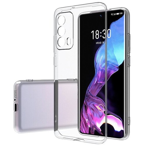 Силиконовый чехол для Meizu 18 TPU 1мм с защитой камеры Прозрачный глянцевый