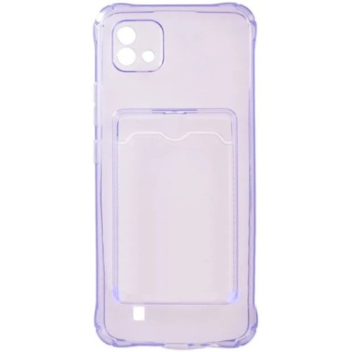 Силиконовый чехол для Realme C11 2021 Silicone Card Holder Case с защитой камеры Сиреневый