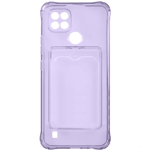 Силиконовый чехол для Realme C21 2021 Silicone Card Holder Case с защитой камеры Сиреневый